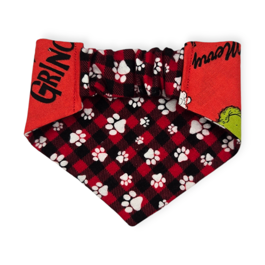 Grouchy/Buffalo Plaid Slip-on Scrunchie Bandana (X-Small)