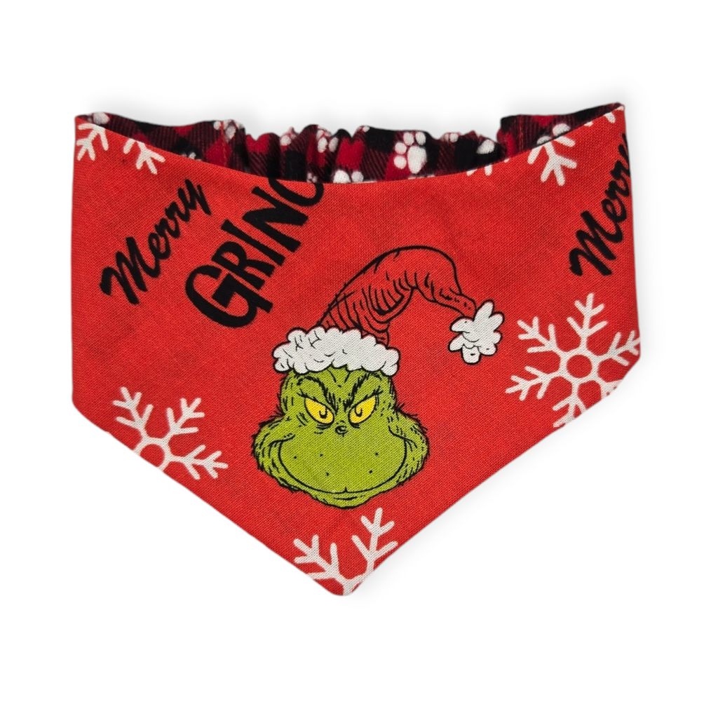 Grouchy/Buffalo Plaid Slip-on Scrunchie Bandana (X-Small)