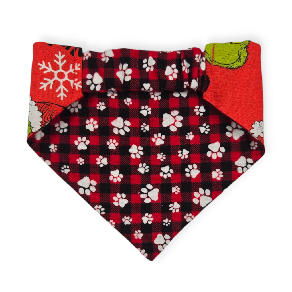 Grouchy/Buffalo Plaid Slip-on Scrunchie Bandana (Small)