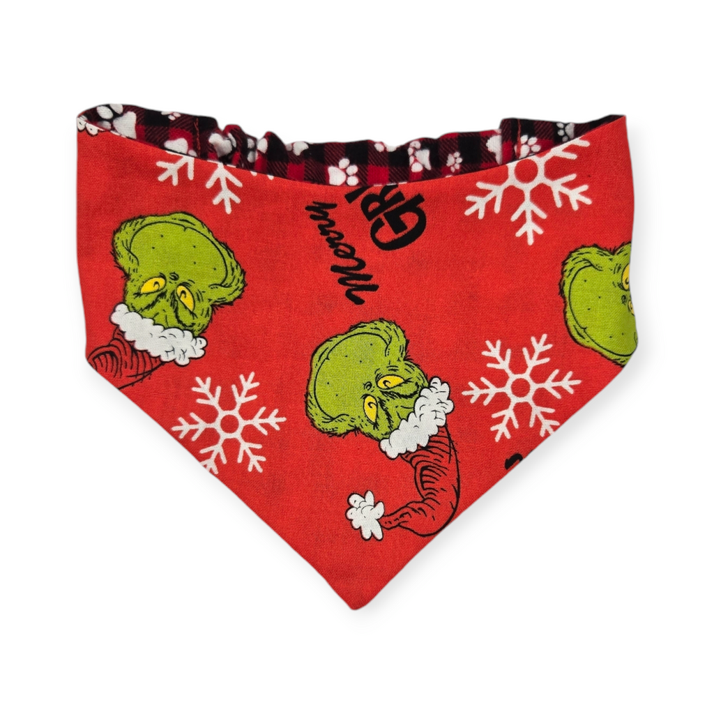 Grouchy/Buffalo Plaid Slip-on Scrunchie Bandana (Small)
