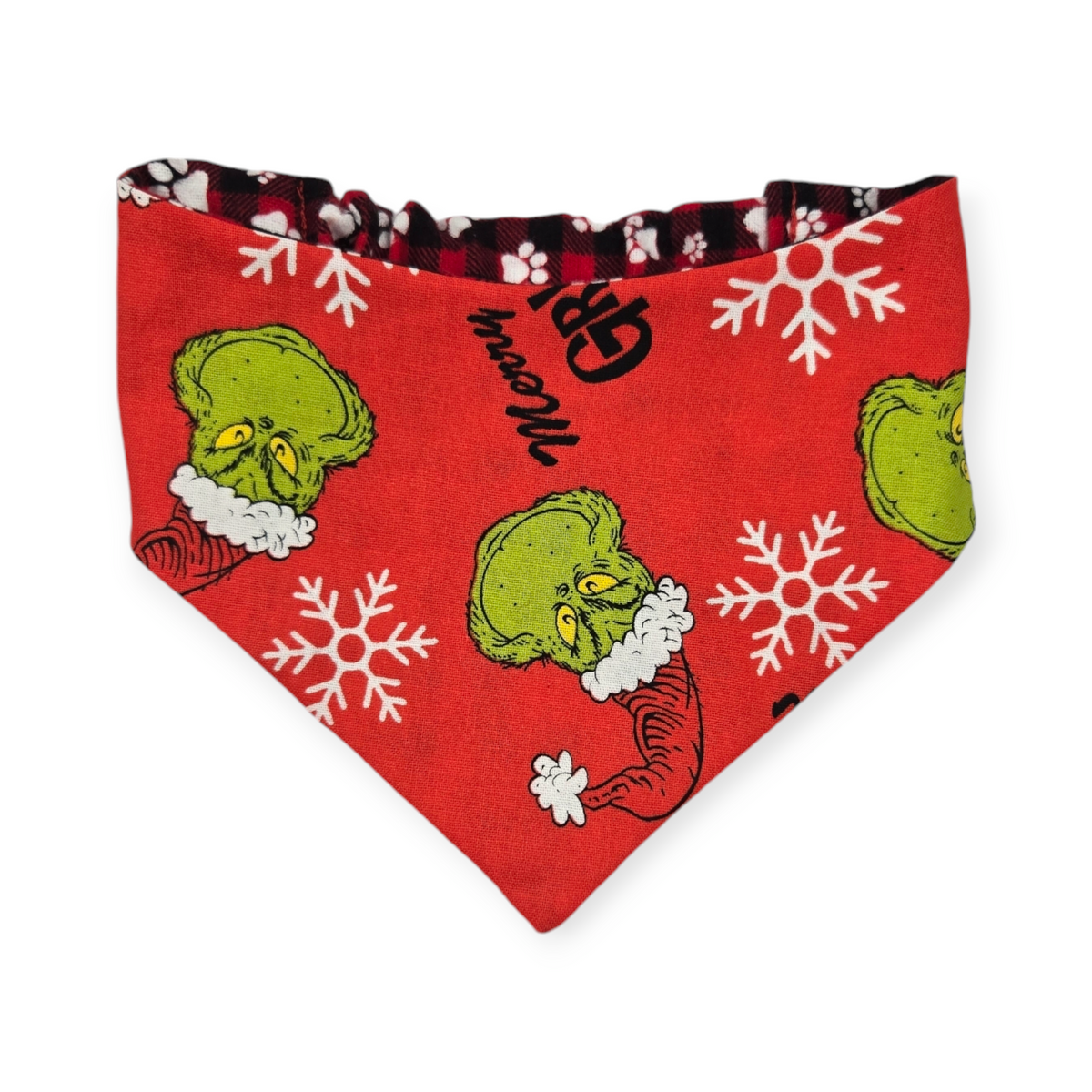 Grouchy/Buffalo Plaid Slip-on Scrunchie Bandana (Small)