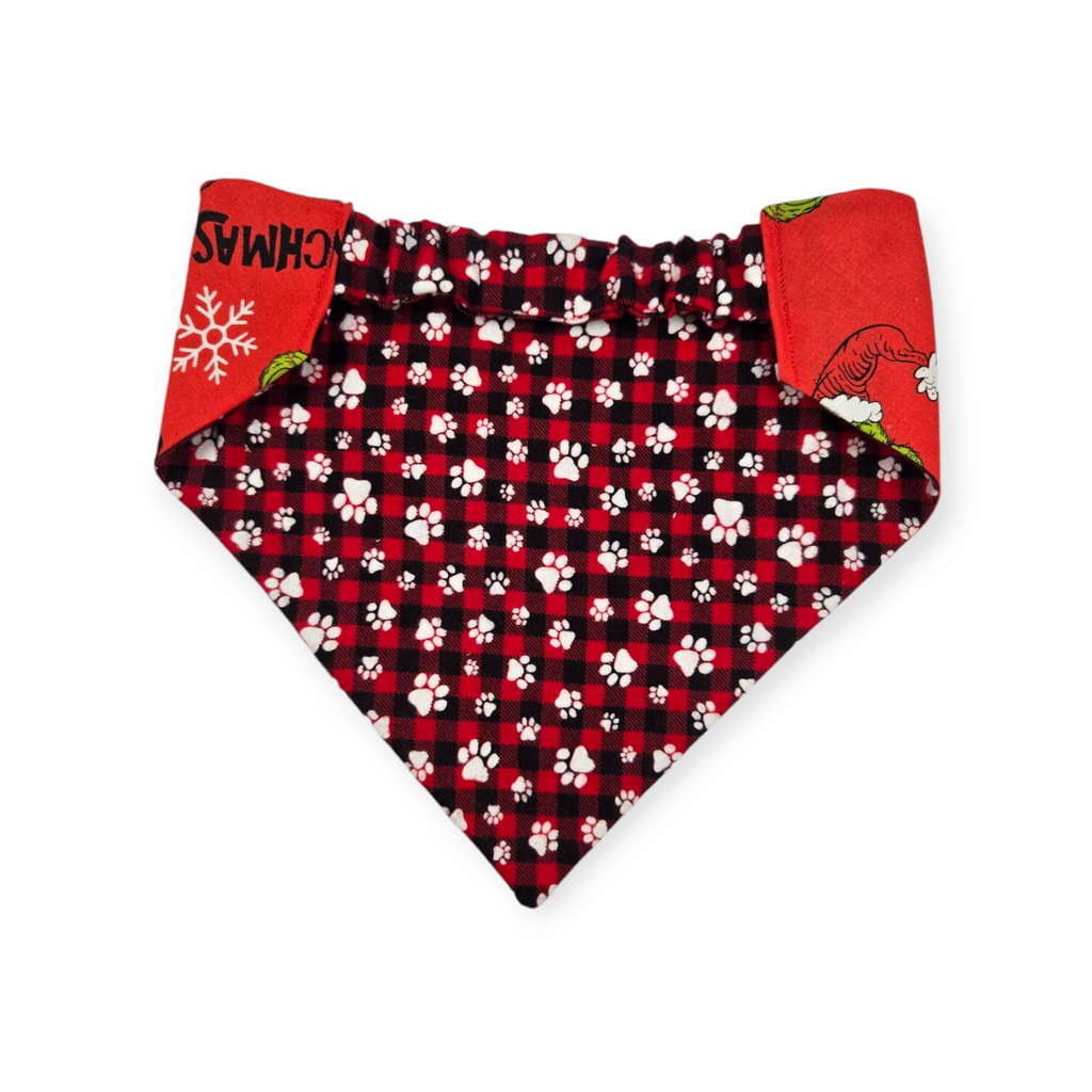 Grouchy/Buffalo Plaid Slip-on Scrunchie Bandana (Large)