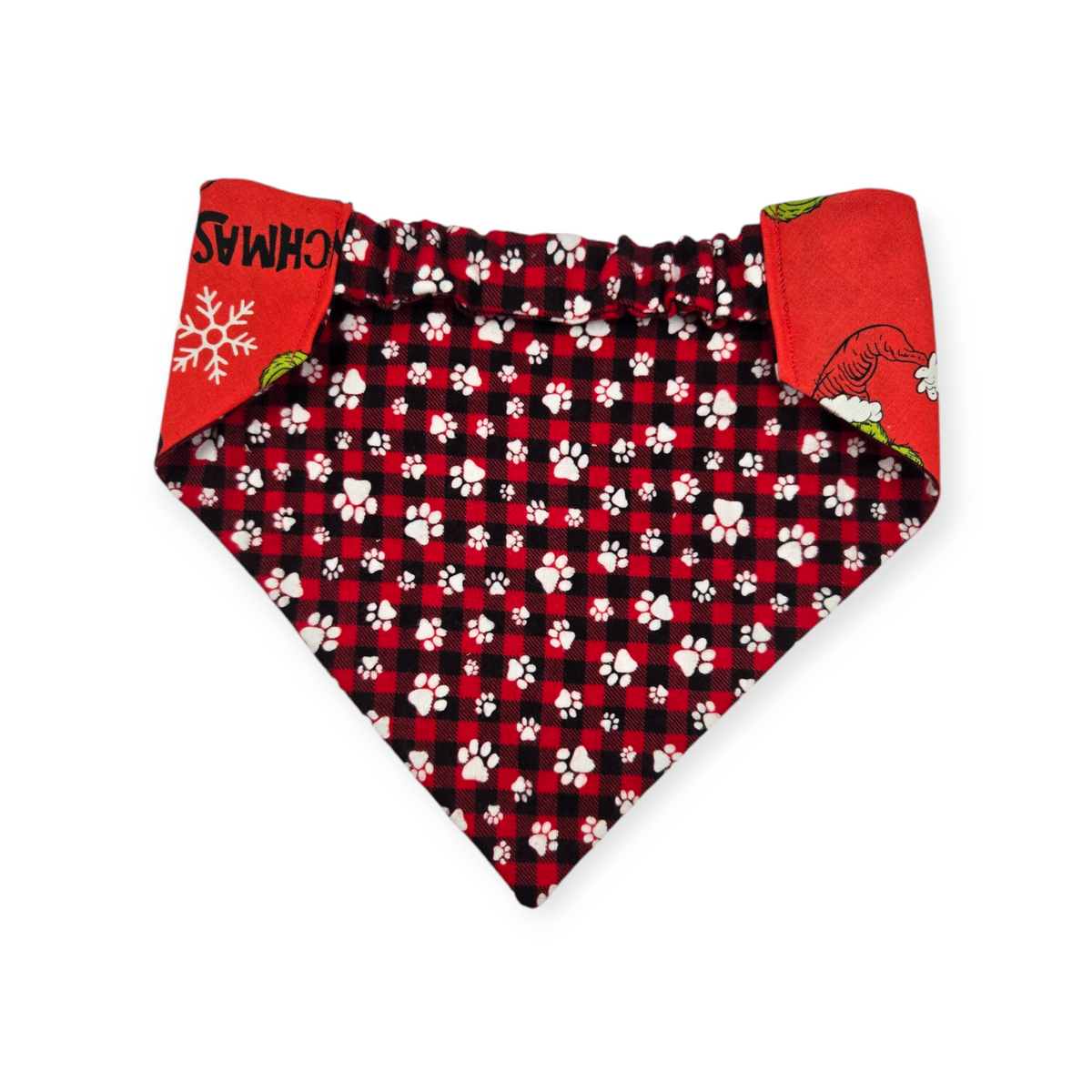 Grouchy/Buffalo Plaid Slip-on Scrunchie Bandana (Large)