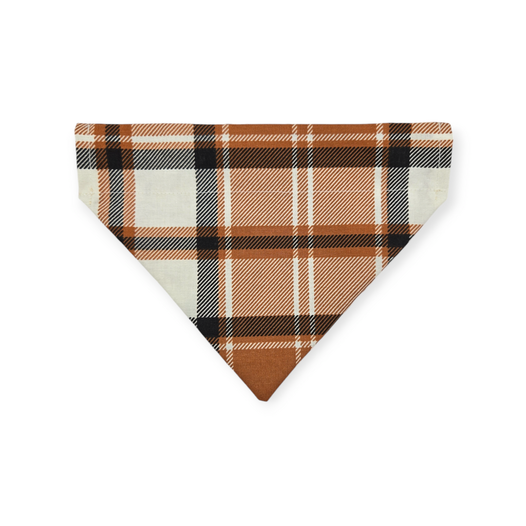 Cowboy Halloween/Burnt Orange Plaid Slide-on Pet Bandana (Small)