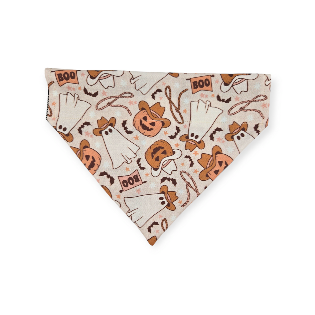 Cowboy Halloween/Burnt Orange Plaid Slide-on Pet Bandana (Medium)
