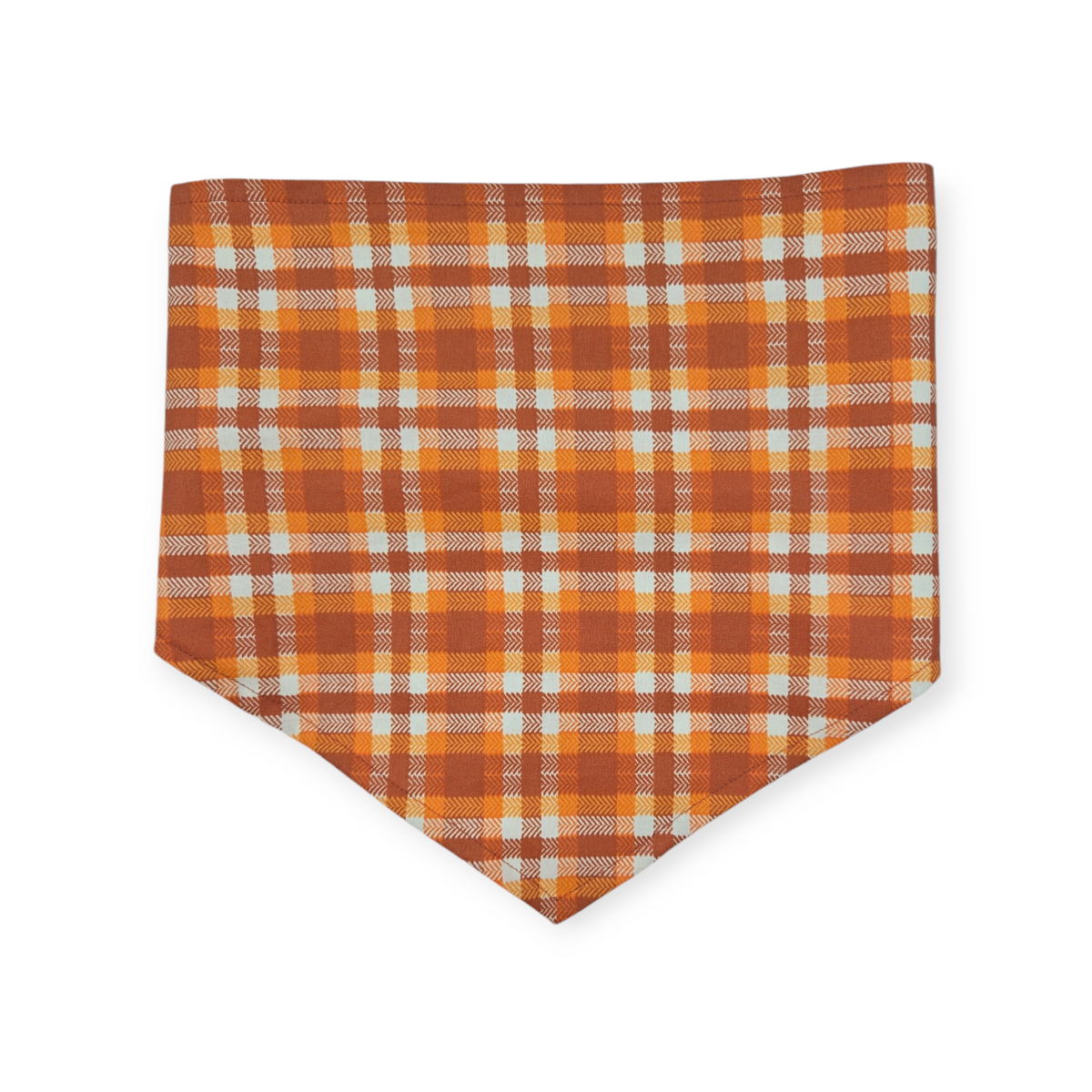 Boho Daisy Football/Orange Fall Plaid Tie-on Bandana (Large)