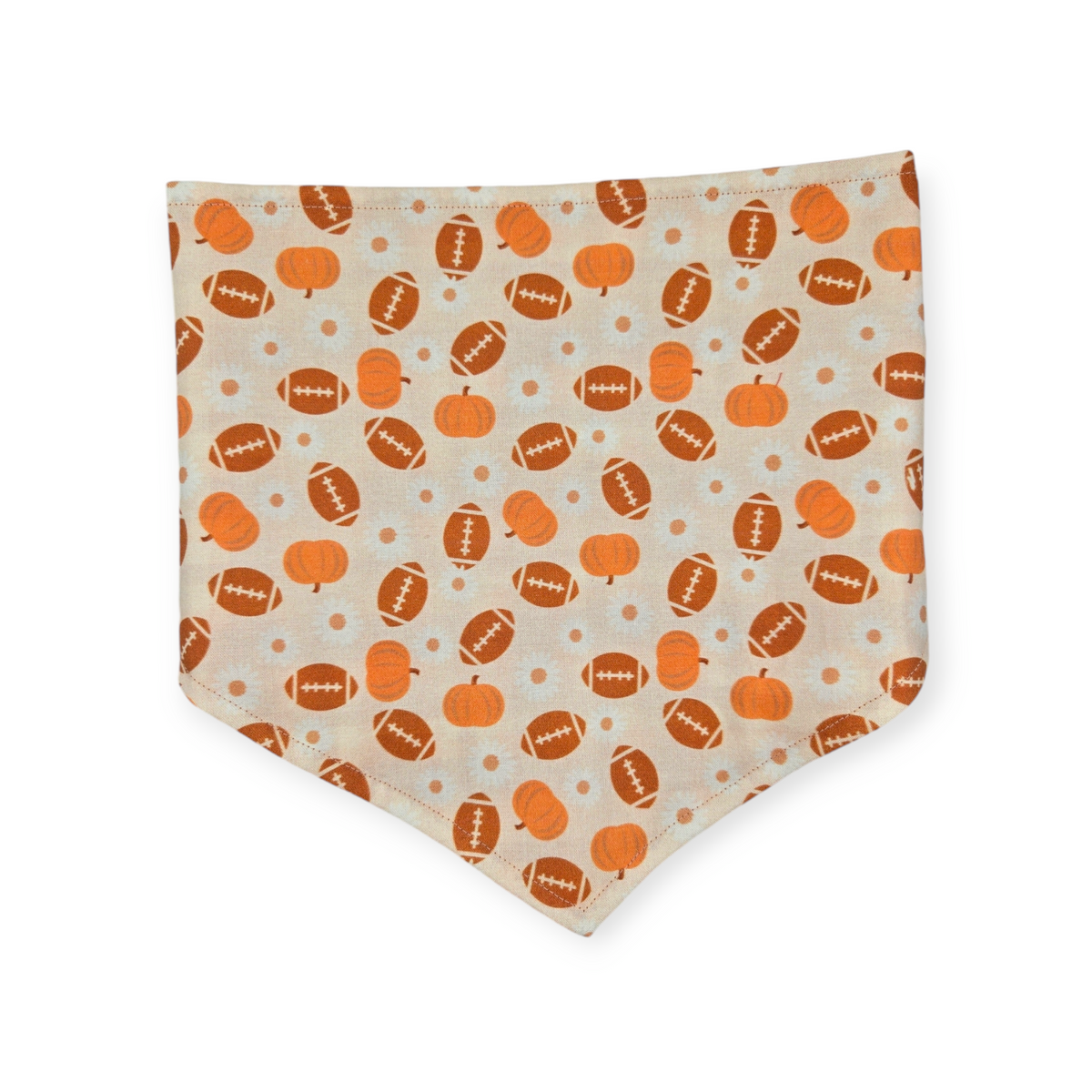 Boho Daisy Football/Orange Fall Plaid Tie-on Bandana (Large)