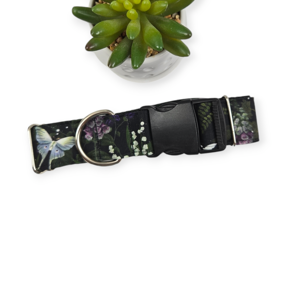 Lunar Moths Dog Collar (Large, 1.5" wide)
