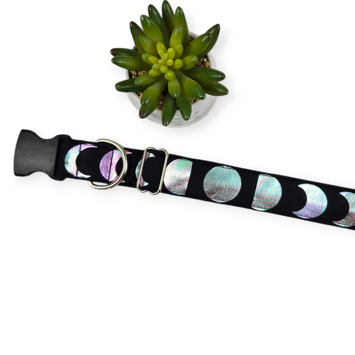 Iridescent Moons Dog Collar (Large, 1.5" wide)