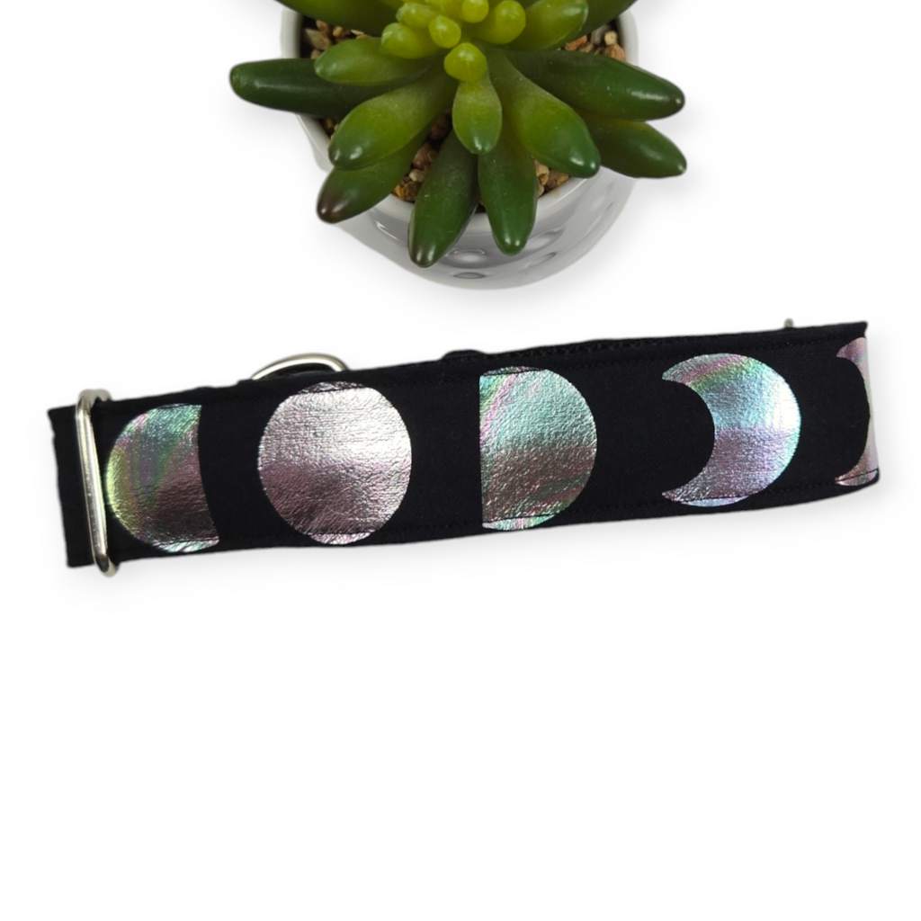 Iridescent Moons Dog Collar (Large, 1.5" wide)