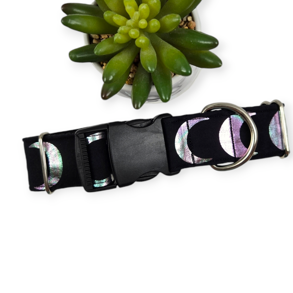 Iridescent Moons Dog Collar (Large, 1.5" wide)