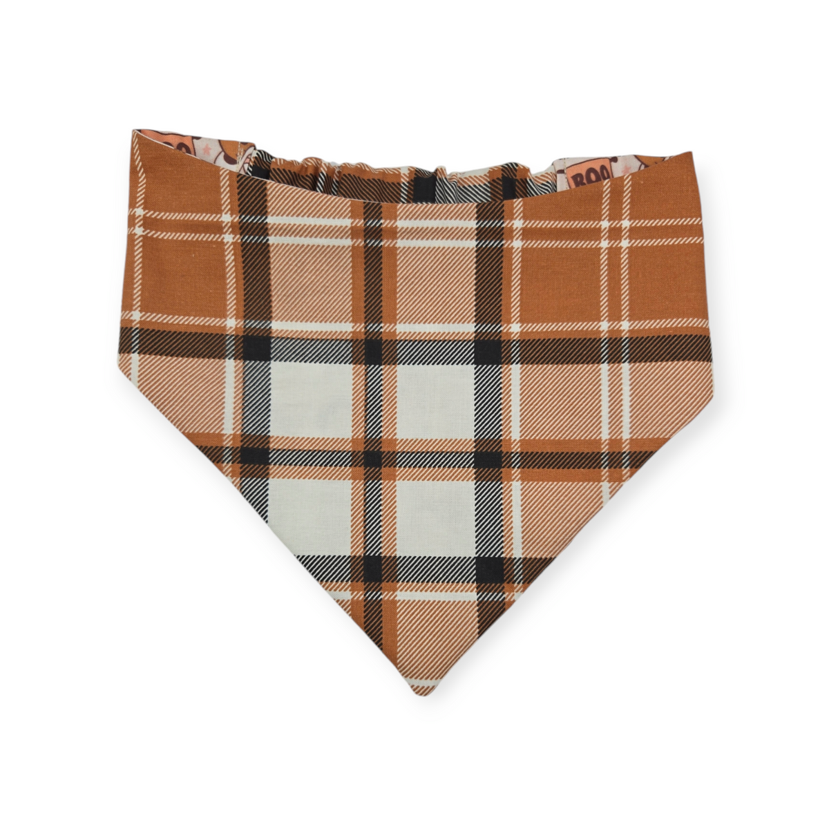 Cowboy Halloween/Burnt Orange Plaid Slip-on Scrunchie Bandana (Large)