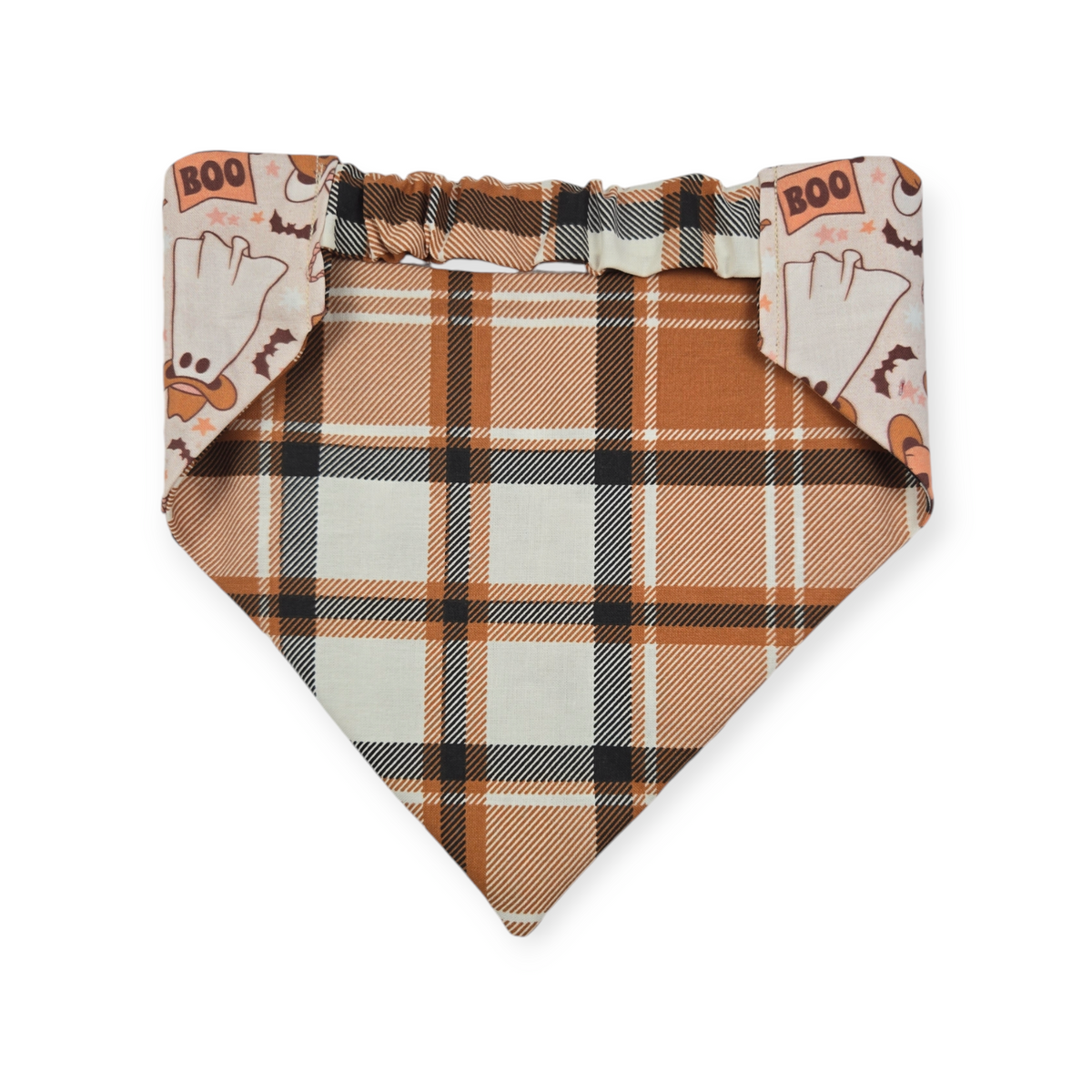 Cowboy Halloween/Burnt Orange Plaid Slip-on Scrunchie Bandana (Large)