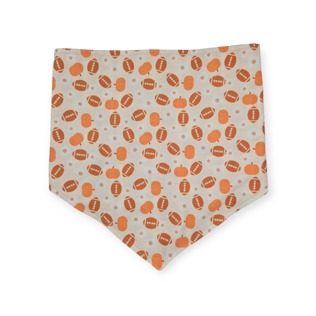 Boho Daisy Football/Orange Fall Plaid Reversible Tie-on Bandana (X-Large)