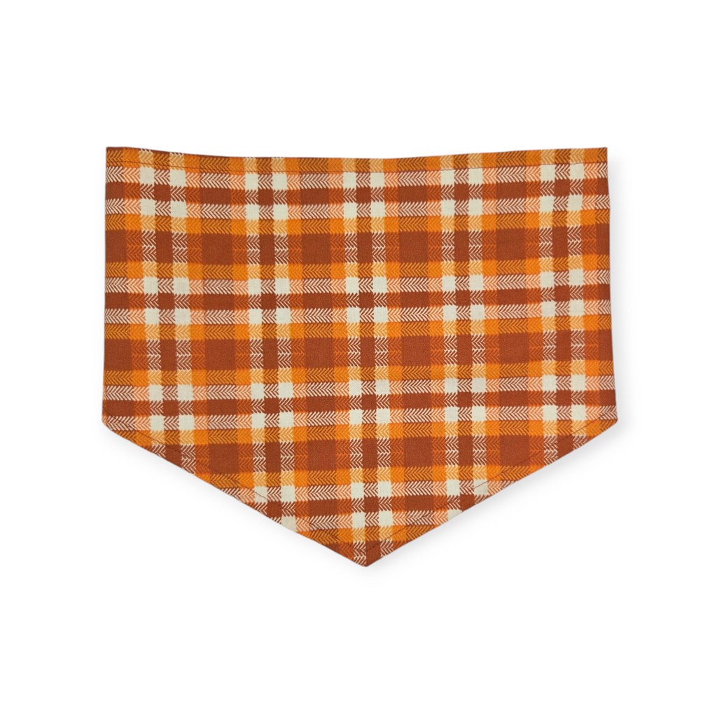 Boho Daisy Football/Orange Fall Plaid Reversible Tie-on Bandana (Medium)