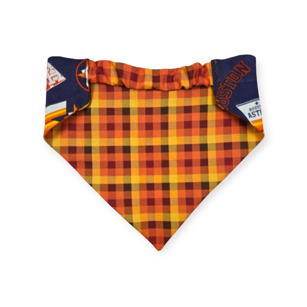 Astros/ Orange Fall Plaid Slip-on Scrunchie Bandana (Large/X-Large)