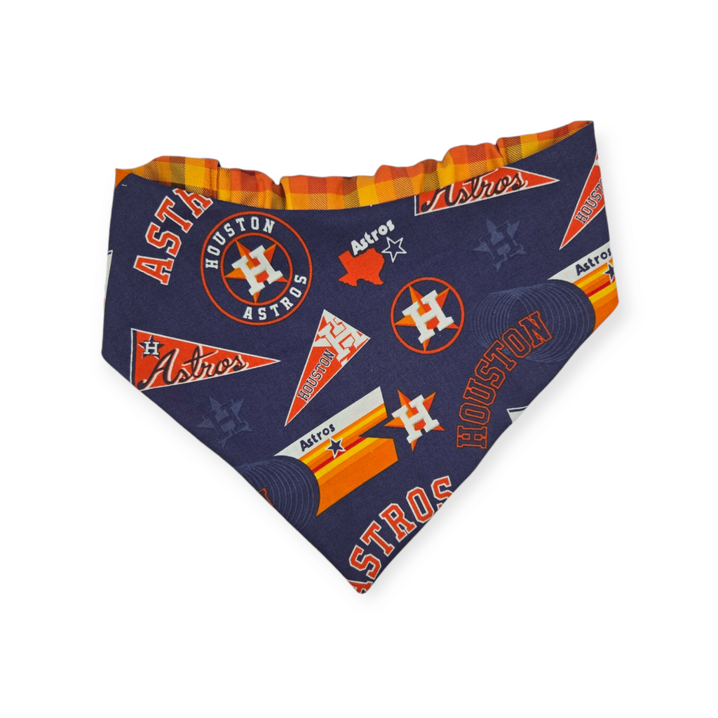 Astros/ Orange Fall Plaid Slip-on Scrunchie Bandana (Large/X-Large)