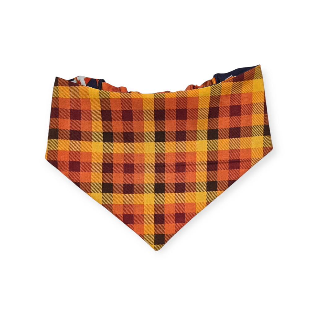 Astros/ Orange Fall Plaid Slip-on Scrunchie Bandana (Medium)