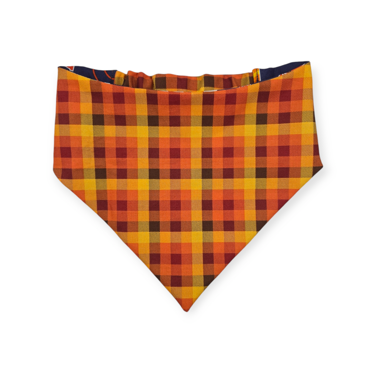 Astros/ Orange Fall Plaid Slip-on Scrunchie Bandana (Large)