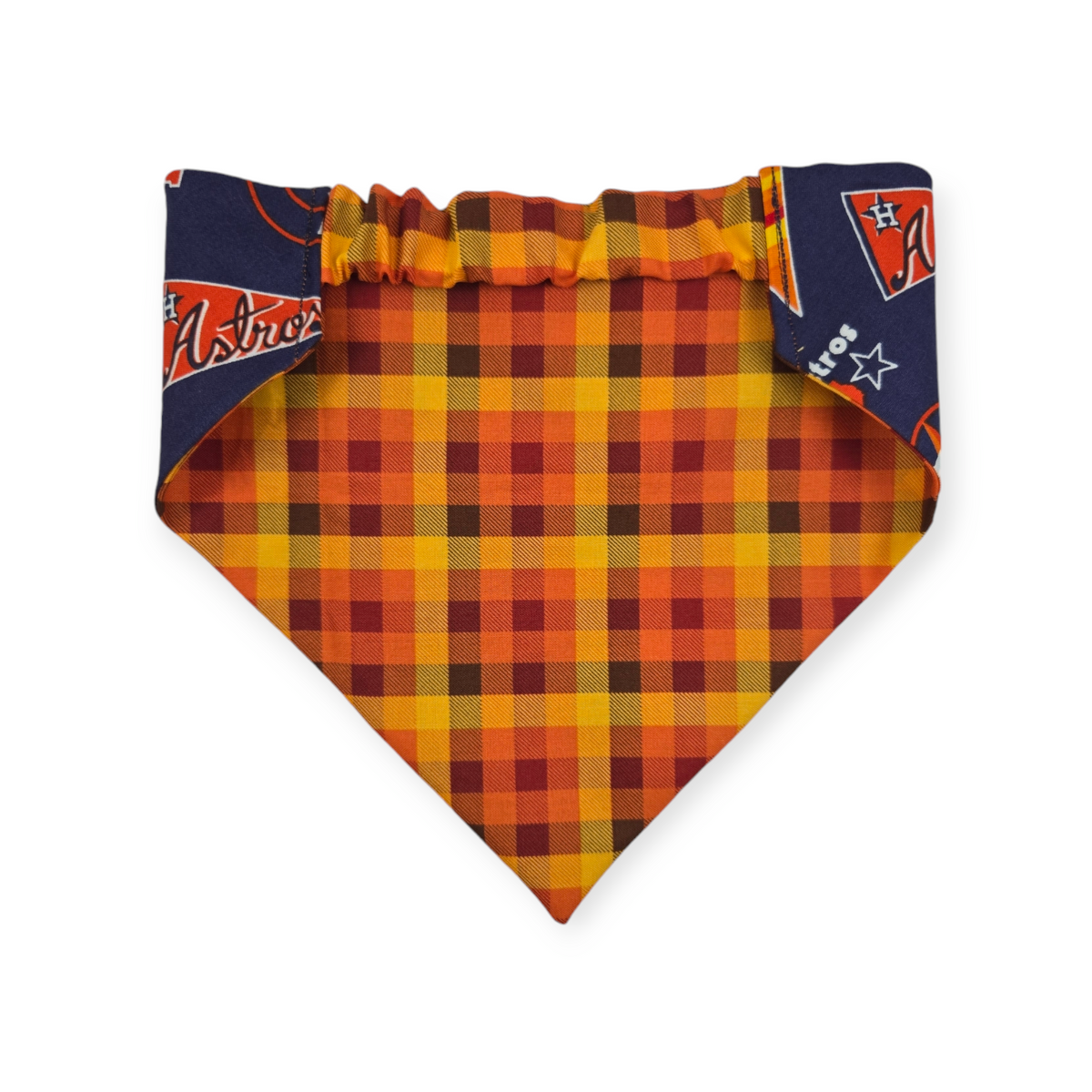 Astros/ Orange Fall Plaid Slip-on Scrunchie Bandana (Large)