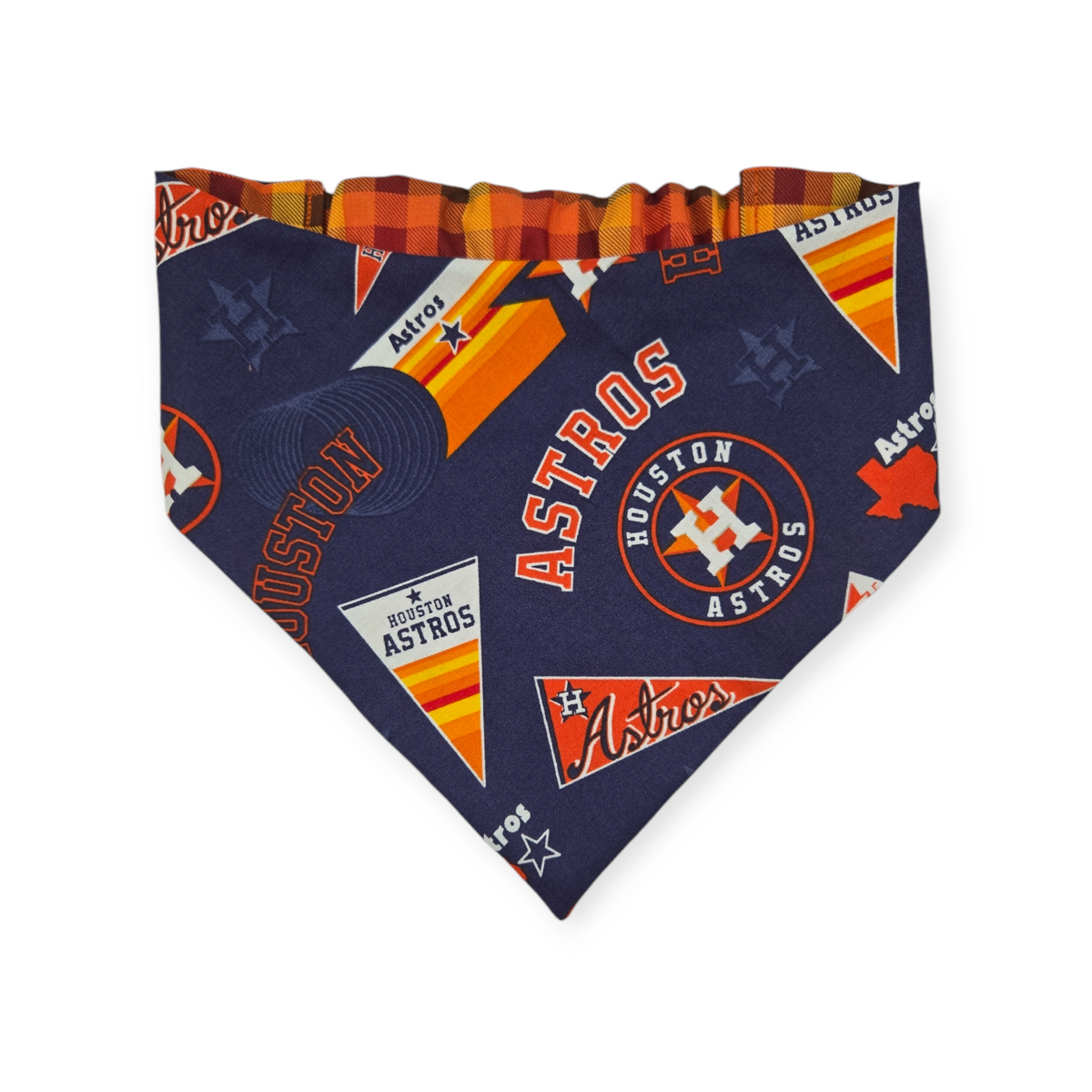 Astros/ Orange Fall Plaid Slip-on Scrunchie Bandana (Large)