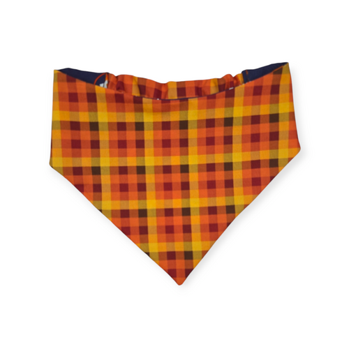 Astros/ Orange Fall Plaid Slip-on Scrunchie Bandana (Large/X-Large)