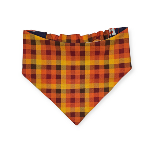 Astros/ Orange Fall Plaid Slip-on Scrunchie Bandana (Medium/Large)
