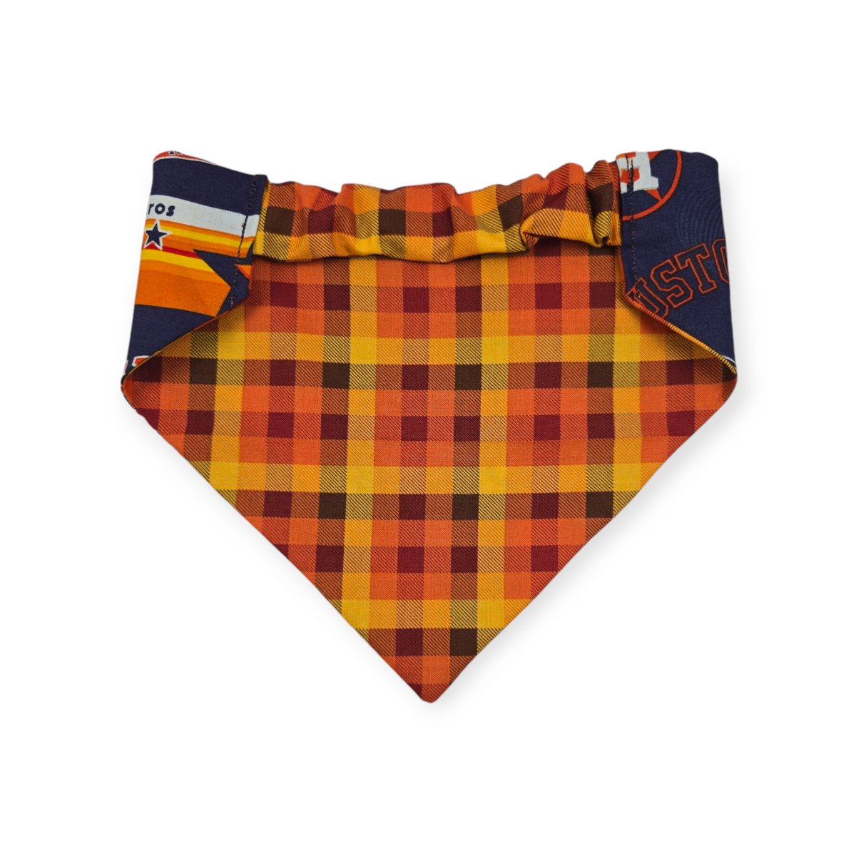 Astros/ Orange Fall Plaid Slip-on Scrunchie Bandana (Medium/Large)