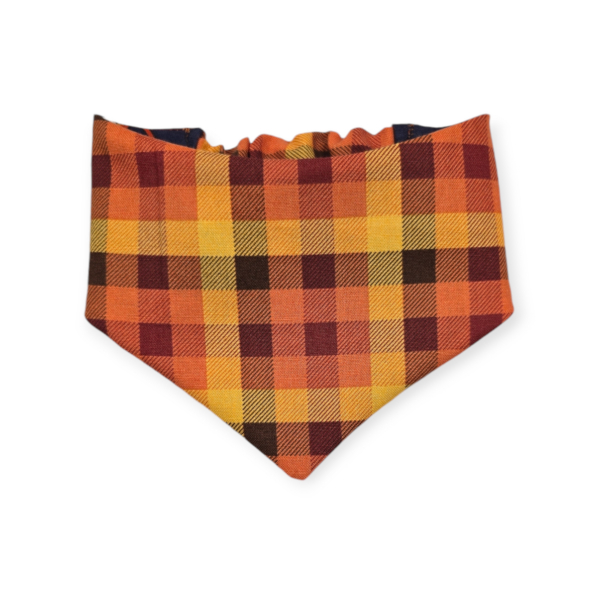 Astros/ Orange Fall Plaid Slip-on Scrunchie Bandana (X-Small)