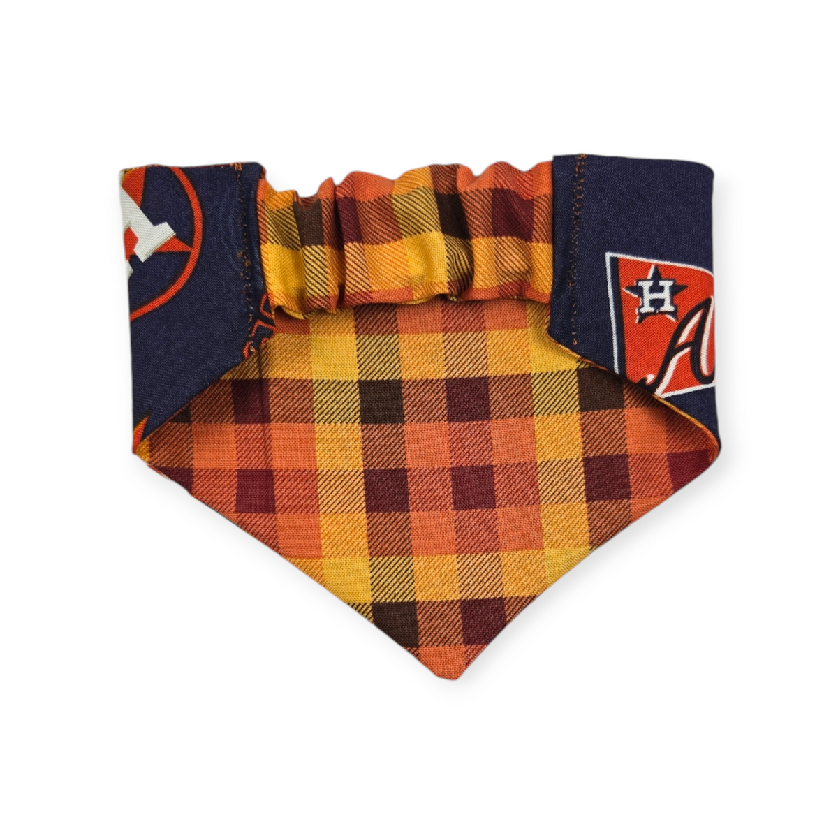 Astros/ Orange Fall Plaid Slip-on Scrunchie Bandana (X-Small)