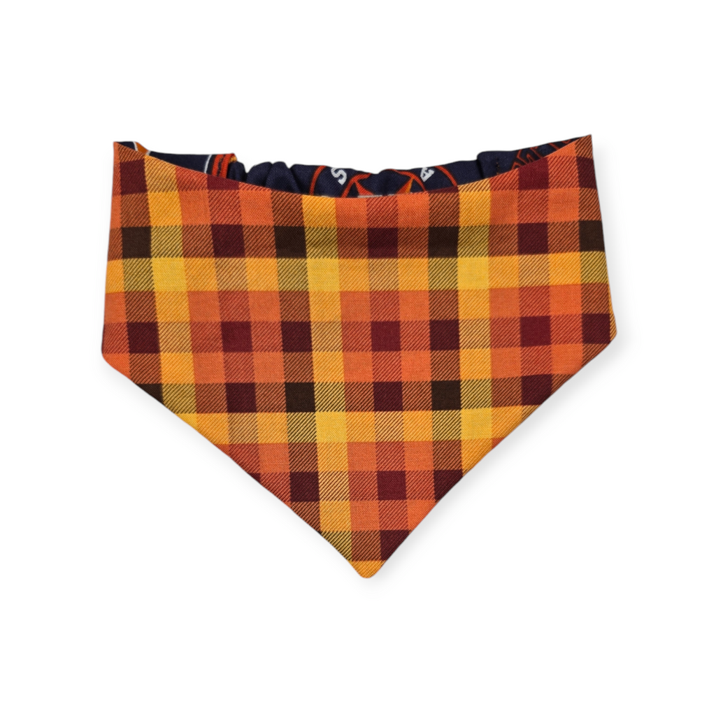 Astros/ Orange Fall Plaid Slip-on Scrunchie Bandana (Small)
