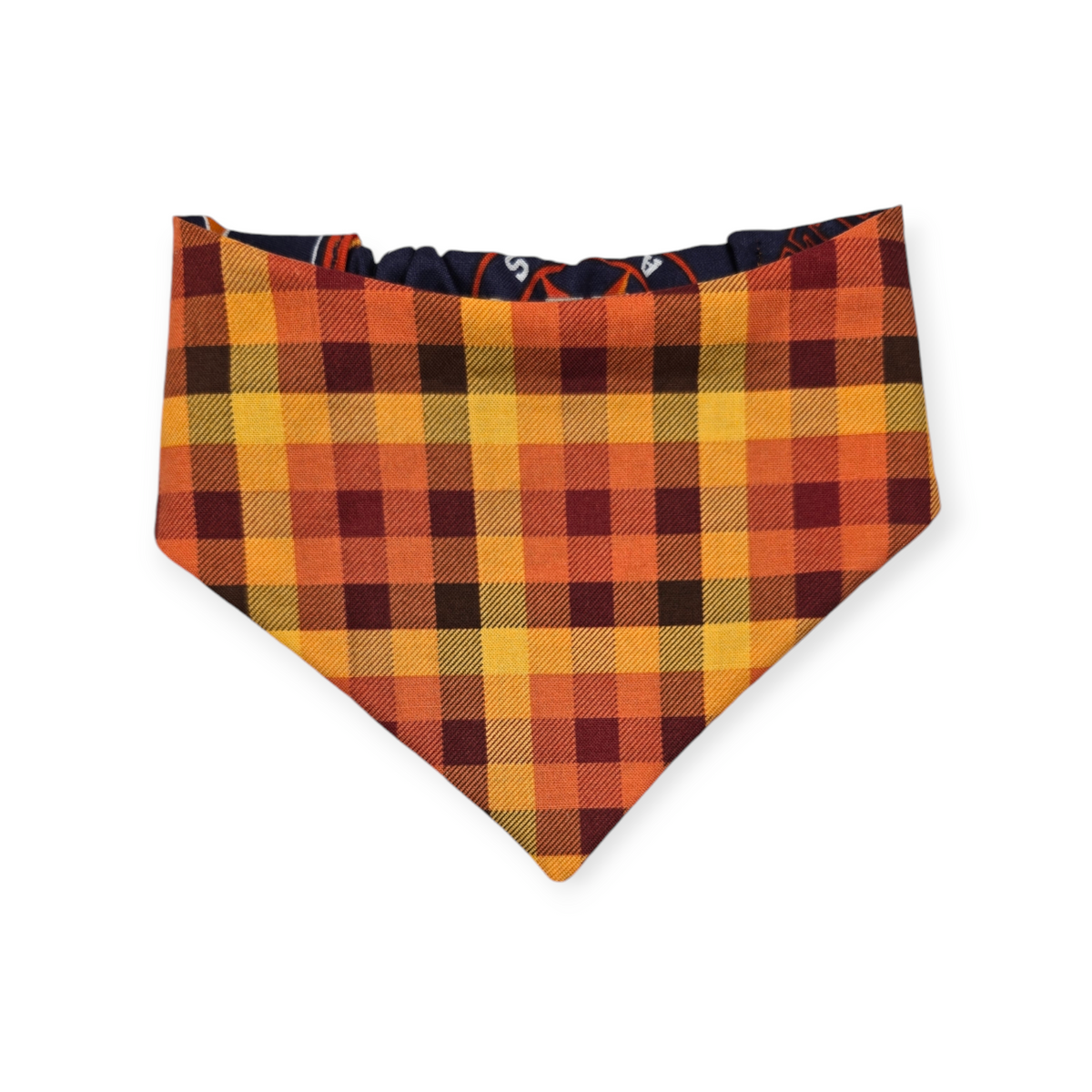 Astros/ Orange Fall Plaid Slip-on Scrunchie Bandana (Small)