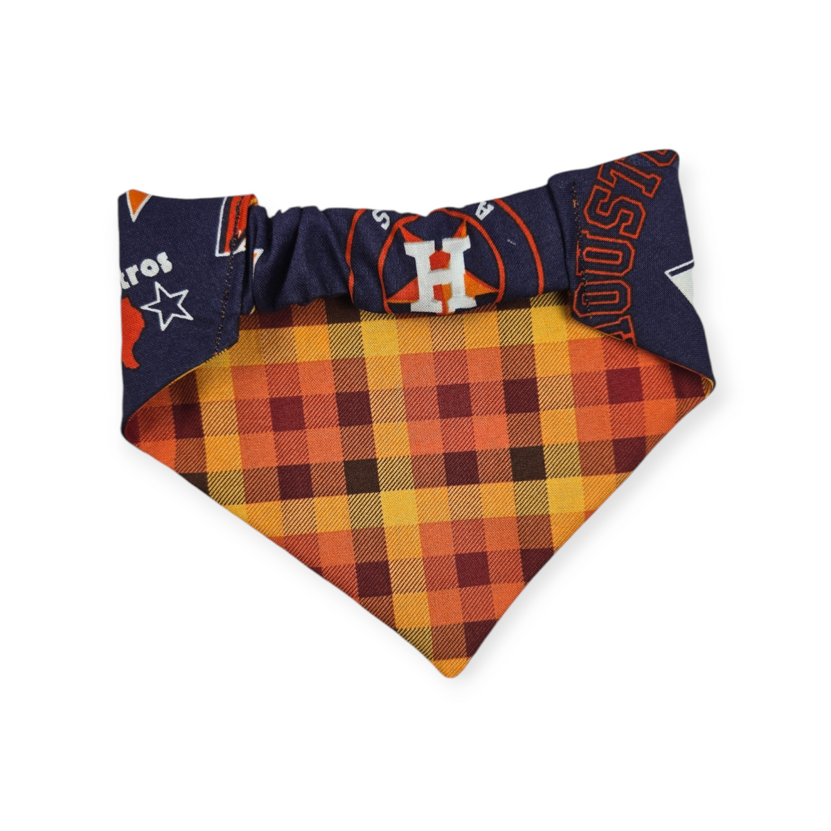 Astros/ Orange Fall Plaid Slip-on Scrunchie Bandana (Small)
