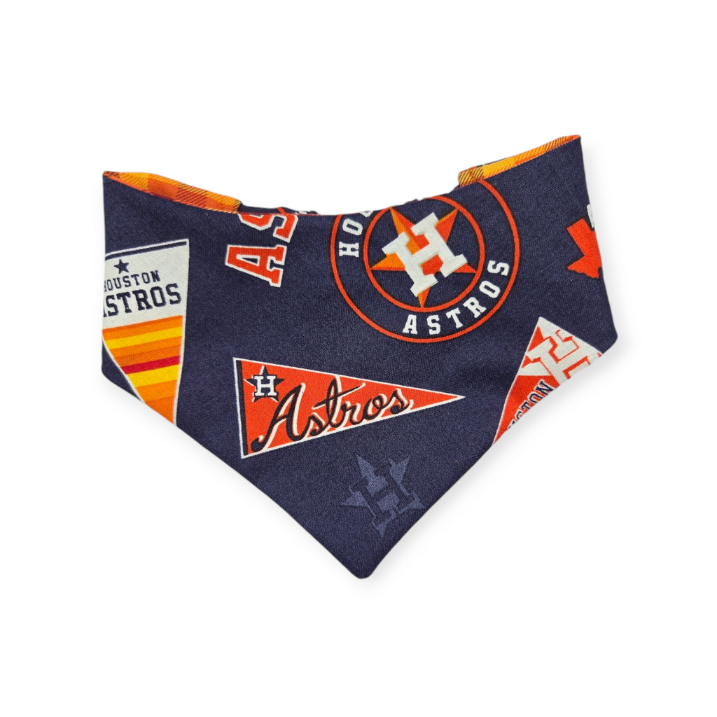 Astros/ Orange Fall Plaid Slip-on Scrunchie Bandana (Small)