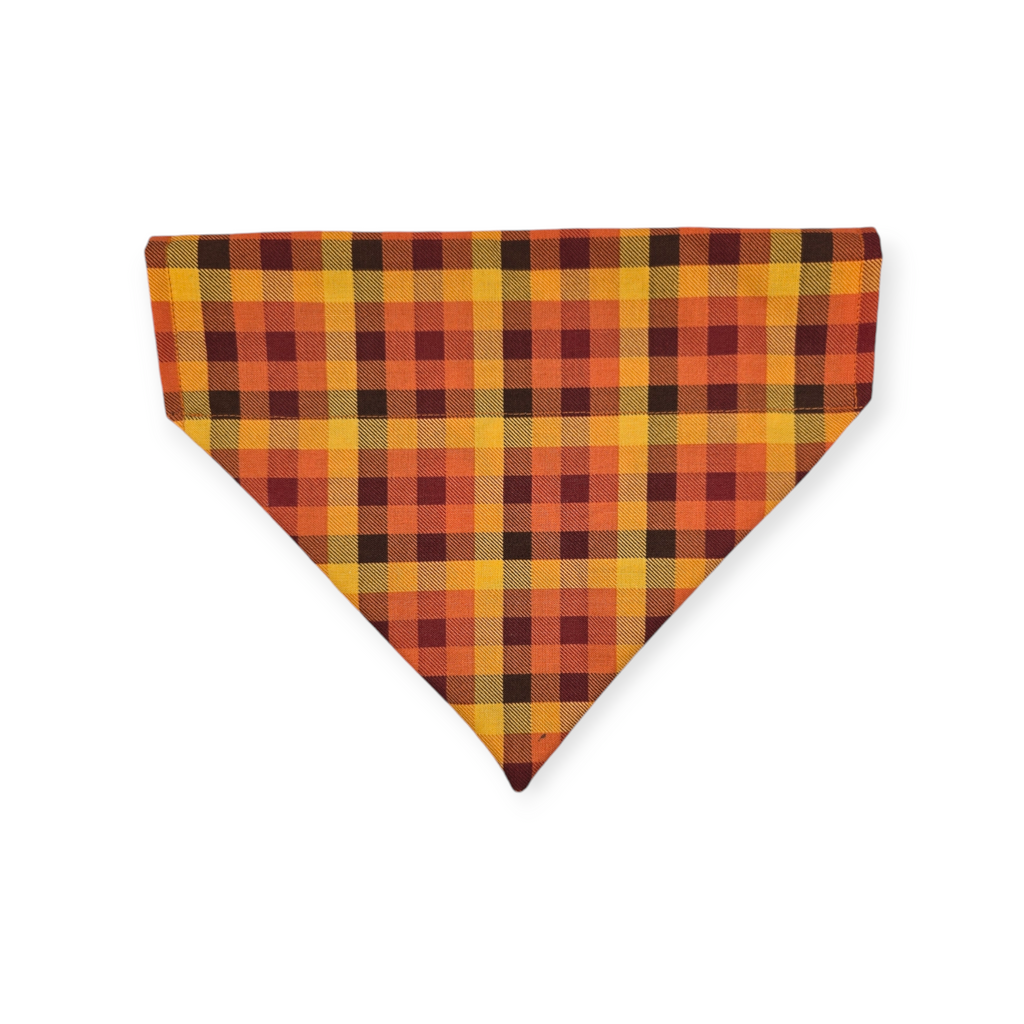 Astros/ Orange Fall Plaid Slide-on Pet Bandana (Medium)