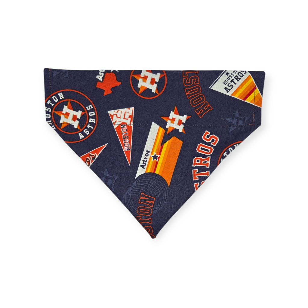 Astros/ Orange Fall Plaid Slide-on Pet Bandana (Medium)
