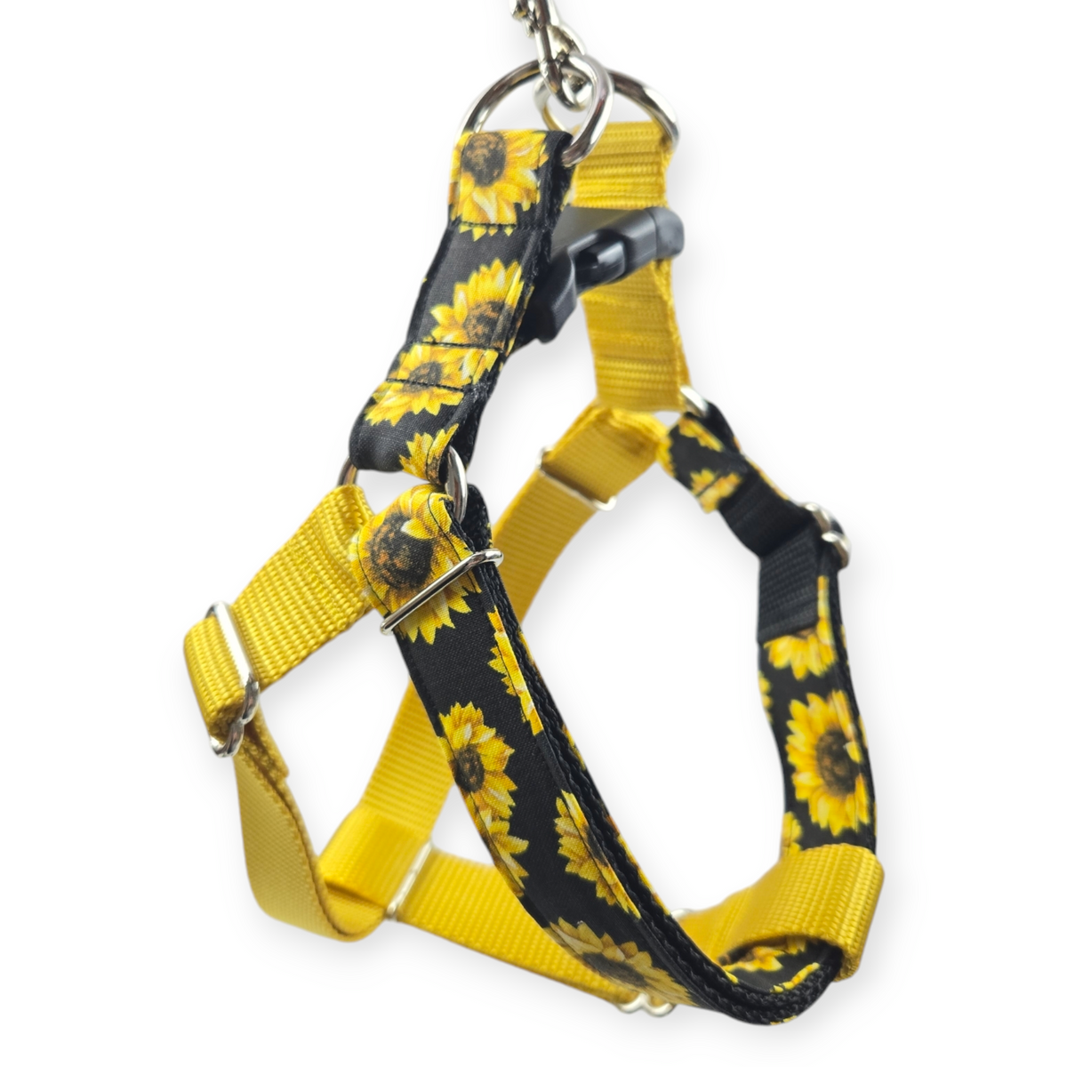 Sunflowers on Black Step-In Harness (Medium)