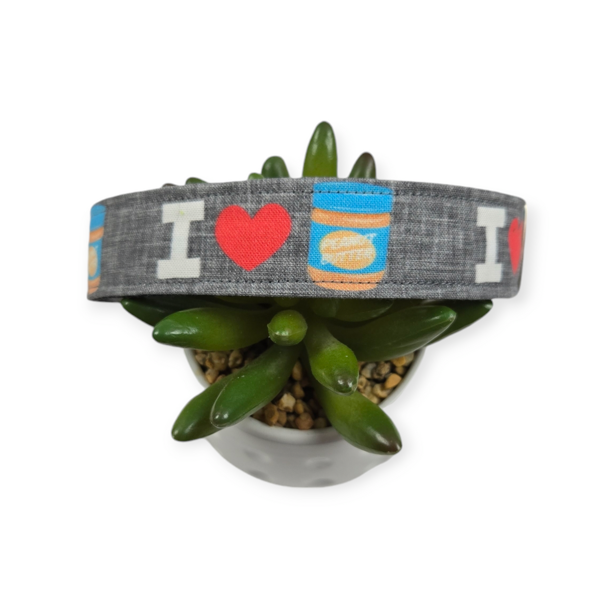 I <3 PB Dog on Gray Dog Collar (Large)