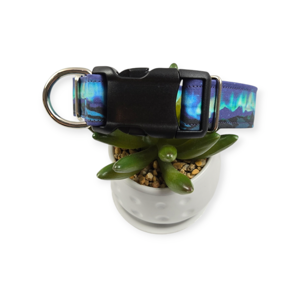 Mountains and Northern Lights Dog Collar (Medium, 1" wide)