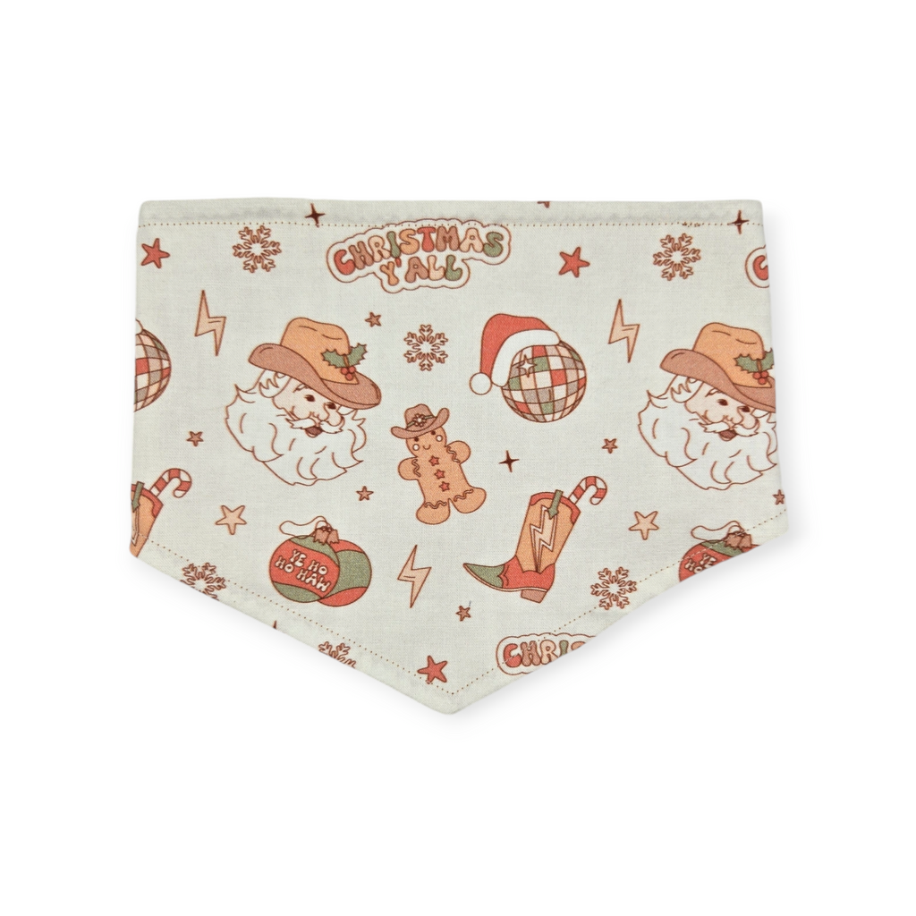 Christmas Ya'll/Rust Fall Plaid Tie-on Bandana (Small)