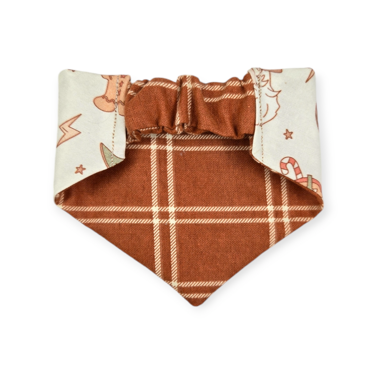 Christmas Ya'll/Rust Fall Plaid Slip-on Scrunchie Bandana (X-Small)