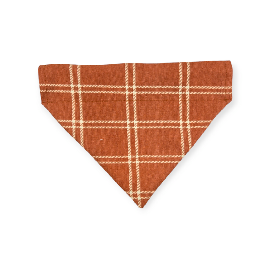Christmas Ya'll/Rust Fall Plaid Slide-on Pet Bandana (Small)