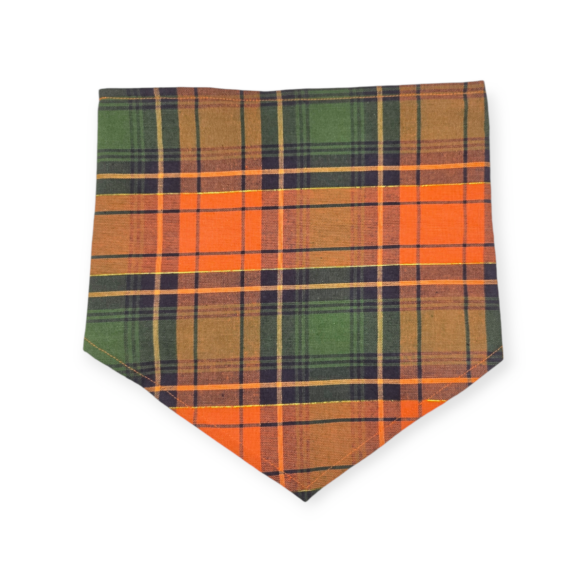 Pumpkin Spice Pup Cup/Green & Orange Plaid Tie-on Bandana (Large)
