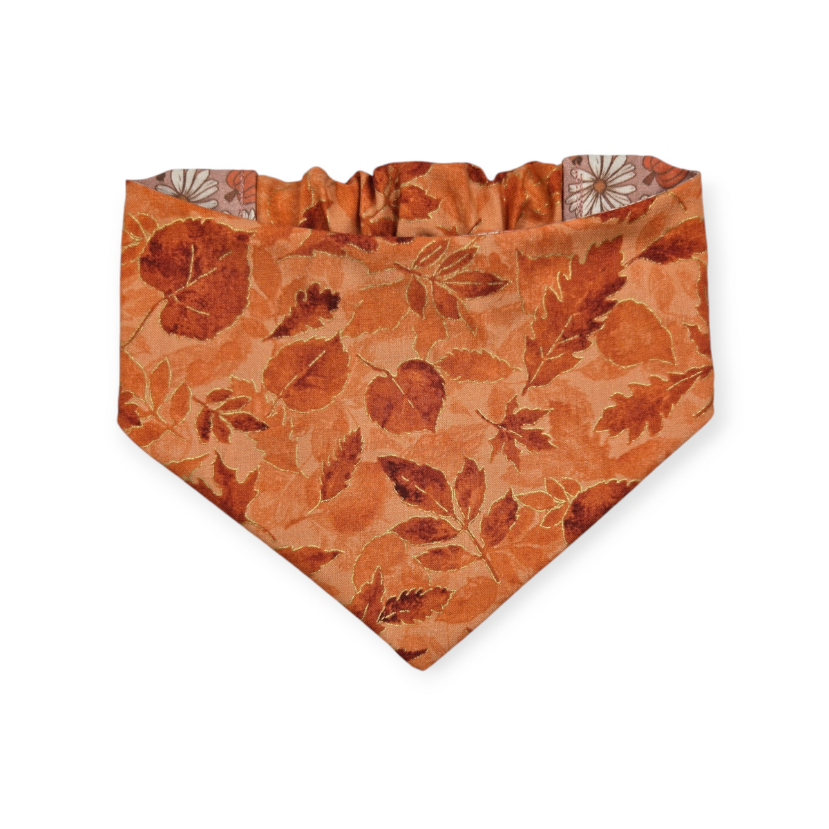 Daisy Pumpkins/ Orange Leaves Reversible Slip-on Scrunchie Bandana (X-Small/Small)