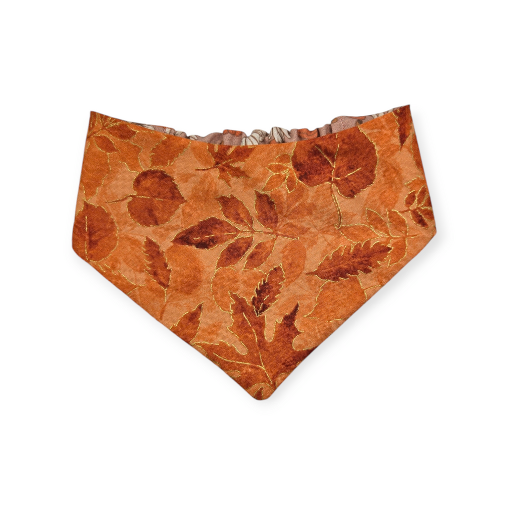 Daisy Pumpkins/ Orange Leaves Slip-on Scrunchie Bandana (Small)