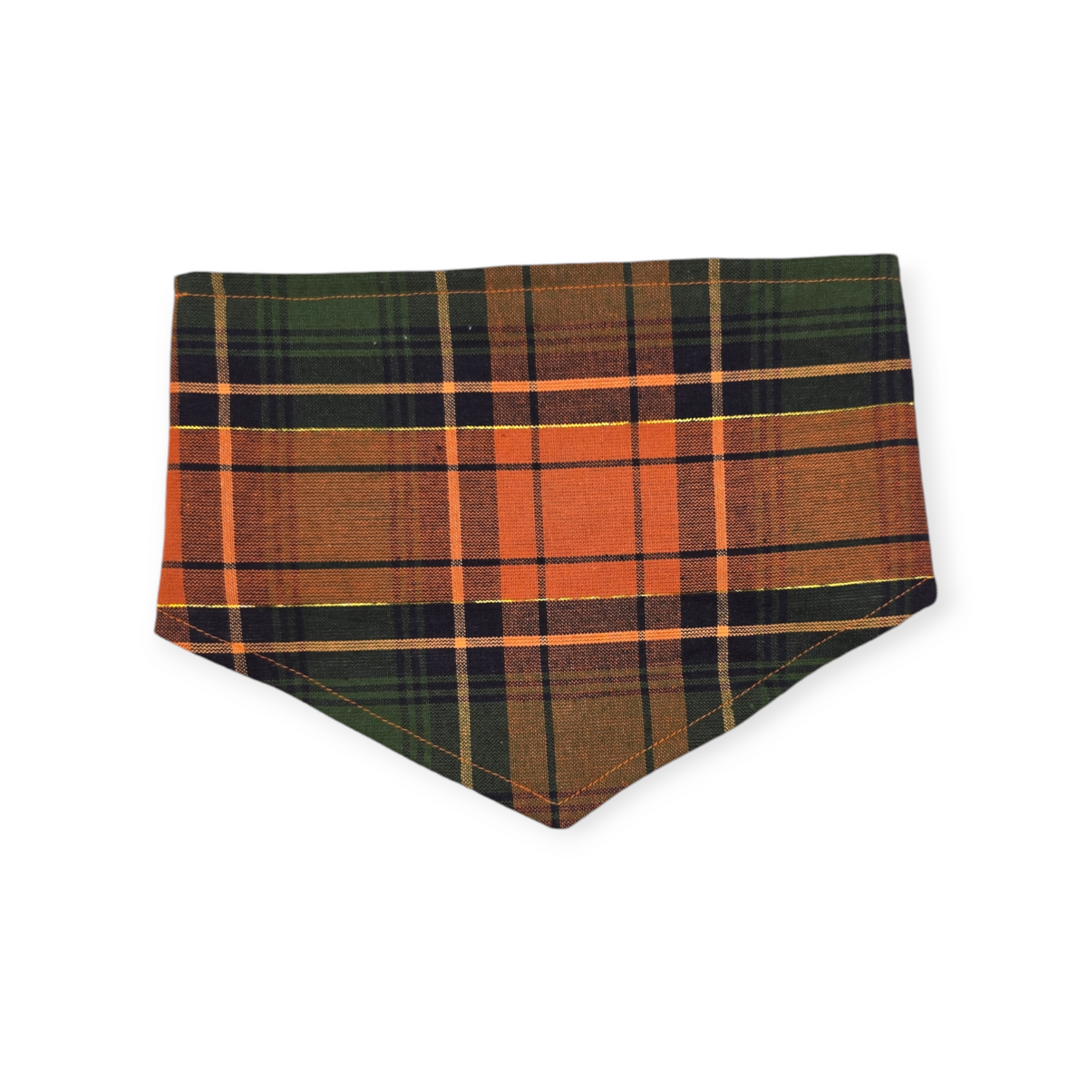 Pumpkin Spice Pup Cup/Green & Orange Plaid Tie-on Bandana (Small)
