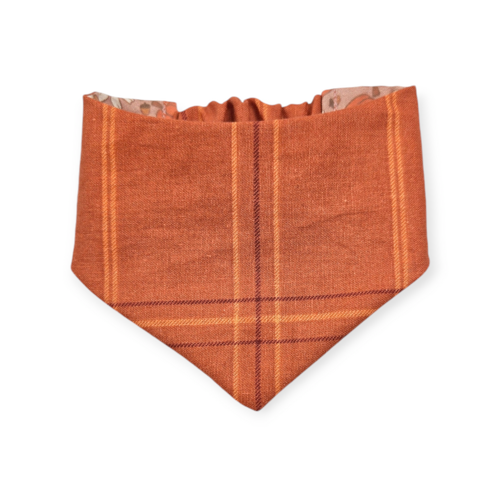 Daisy Pumpkins/ Orange Plaid Slip-on Scrunchie Bandana (X-Small)