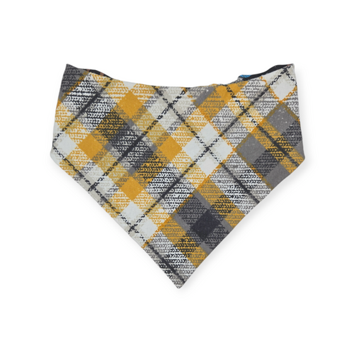 Bavarian Pretzels & Beer/ Gray & Mustard Plaid Slip-on Scrunchie Bandana (Large)