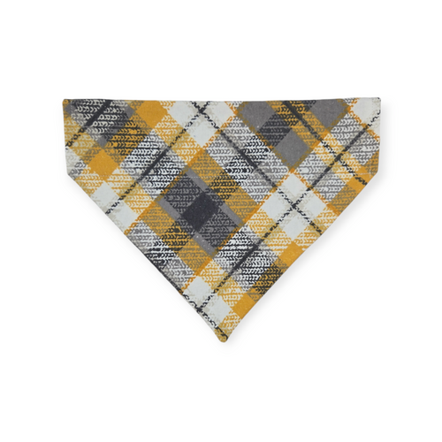 Bavarian Pretzels & Beer/ Gray & Mustard Plaid Slide-on Pet Bandana (Medium)