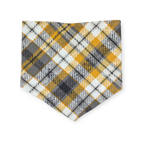 Bavarian Pretzels & Beer/ Gray & Mustard Plaid Reversible Reversible Tie-on Bandana (Large)